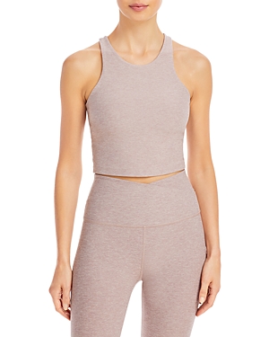 Beyond Yoga 'focus' Spacedye Crop Tank Top In Chai