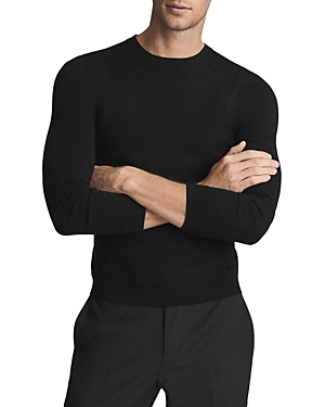 Reiss Wessex Merino Crewneck Sweater In Black