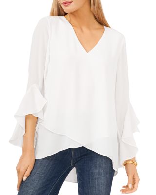 Flutter Sleeve Crossover Top In New Ivory