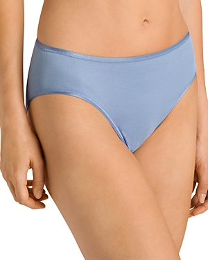 Hanro Cotton Seamless High-cut Full Briefs In Blue Moon