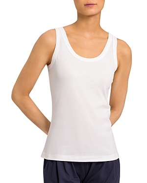 Hanro Sleep And Lounge Ribbed Cotton Tank Top In White