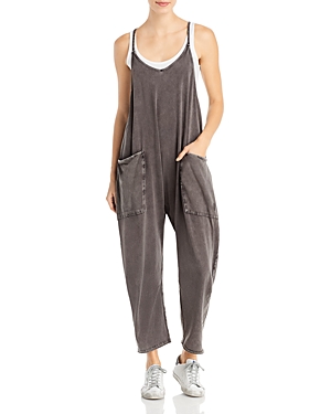 Free People Hot Shot Jumpsuit In Washed Black