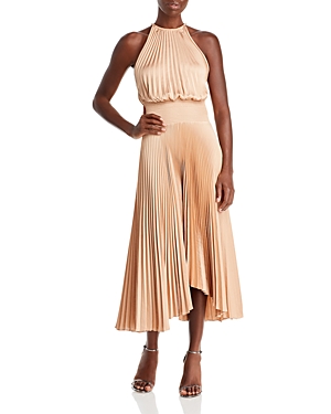 A.l.c Renzo Ii Asymmetric Pleated Midi-dress In Bella