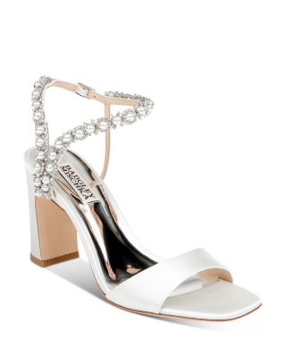 white sandal heels