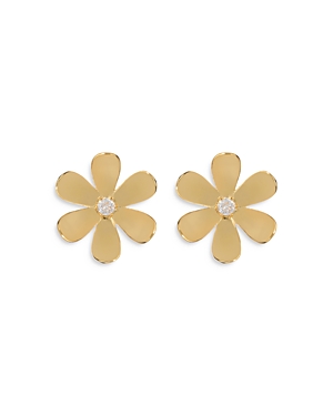 LUV AJ CRYSTAL DAISY STATEMENT STUD EARRINGS IN GOLD TONE