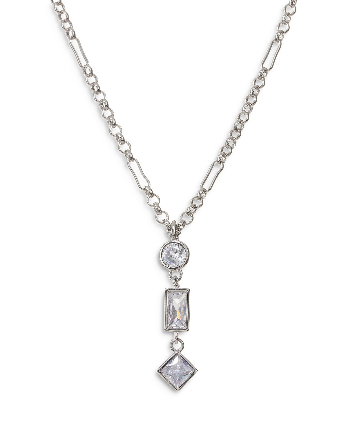 Photo 1 of Crystal Lariat Necklace in Silver Tone, 16"-18.5"
