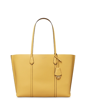 Tory Burch Perry Medium Leather Tote In Golden Sunset/rolled Brass