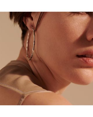 Sterling Silver Bamboo Hoop Earrings, Large