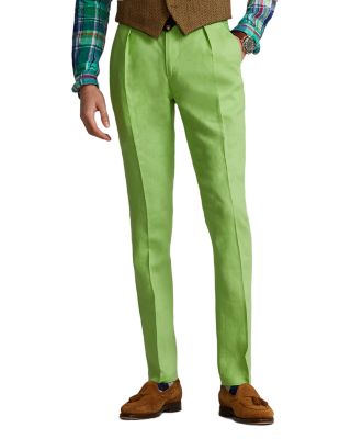 Polo Ralph Lauren Linen Double-pleated Trouser In Lime Green