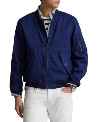 Polo Ralph Lauren Men's Stretch Linen-Cotton Bomber Jacket - Newport Navy - Size M