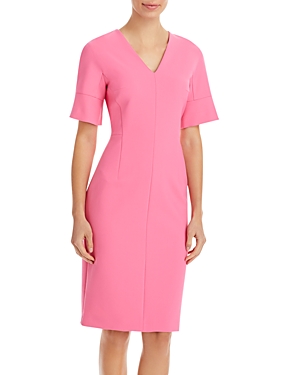 Hugo Boss Decine Sheath Dress In Pink Lemonade