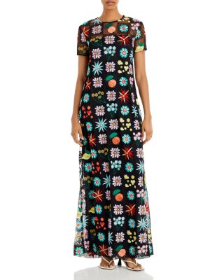 green emerald velvet dress Black Ilana Floral Mini Dress main image 0