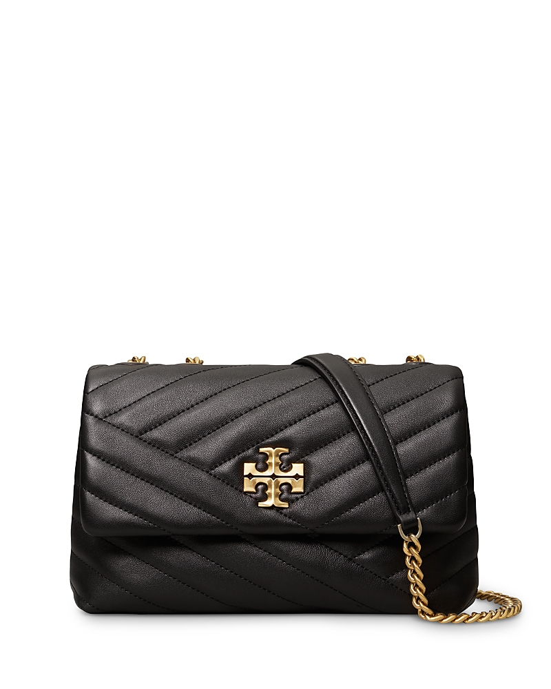 Tory Burch Kira Chevron Small Covertible Shoulder Bag In Black/rolled Brass