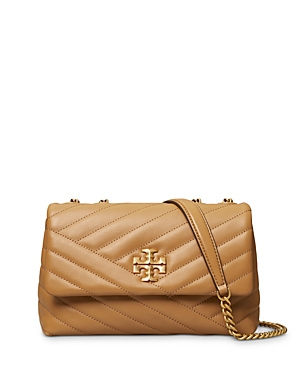 Tory Burch Kira Chevron Small Convertible Leather Shoulder Bag In Dusty  Almond/rolled Brass