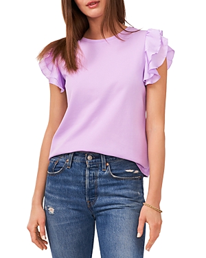 Vince Camuto Ruffle Sleeve Top In Soft Iris
