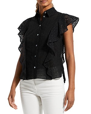 Theory Ruffled Nova Top In Black