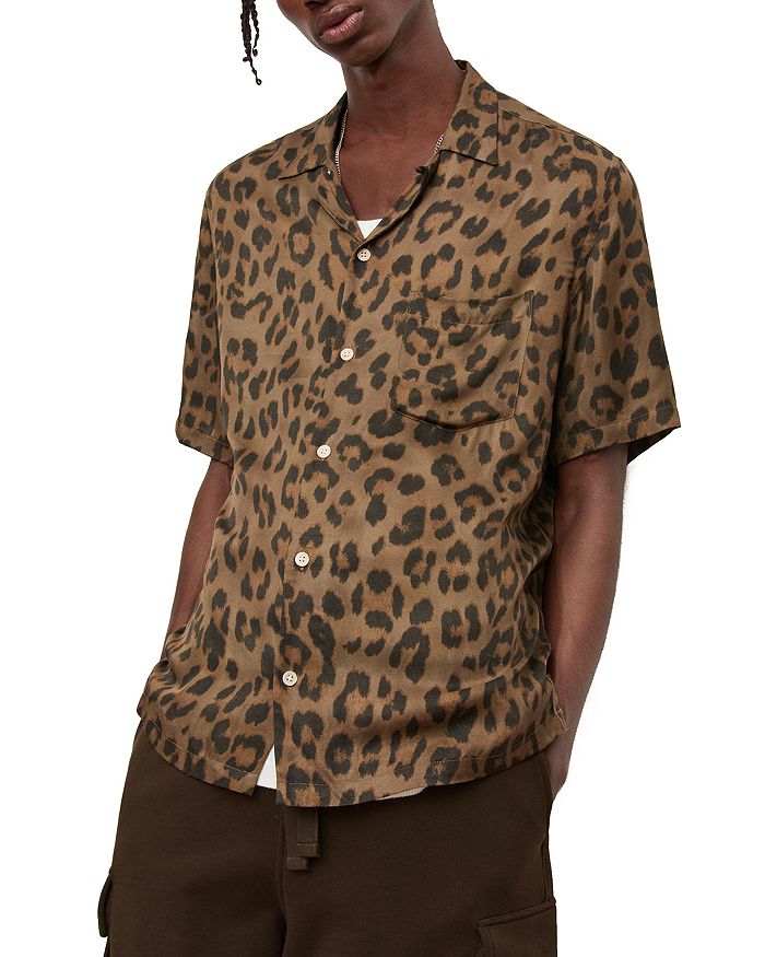 ALLSAINTS Cheetah Print Short Sleeve Camp Shirt | Bloomingdale's