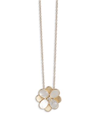 Marco Bicego 18K Yellow Gold Petali Mother of Pearl & Diamond Flower Pendant Necklace, 16.5