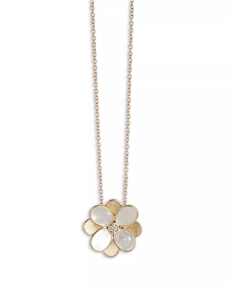 Marco Bicego 18K Yellow Gold Petali Mother of Pearl & Diamond Flower Pendant Necklace, 16.5