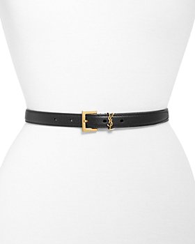 Saint Laurent Oval Buckle Thin Belt in Smooth Leather worn by