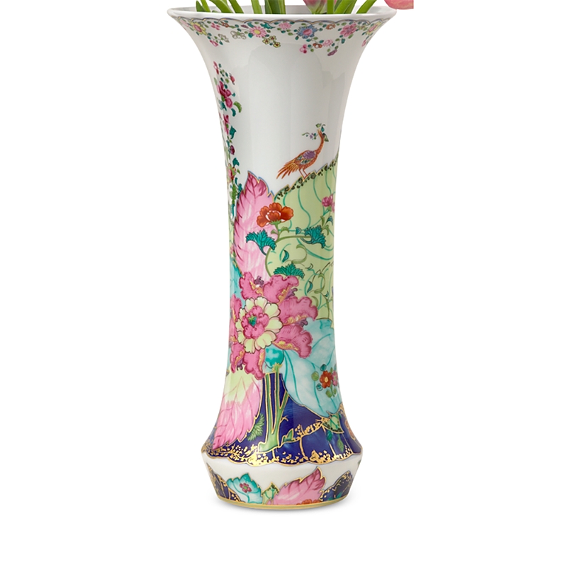 Mottahedeh Tobacco Leaf Trumpet Vase In Multi