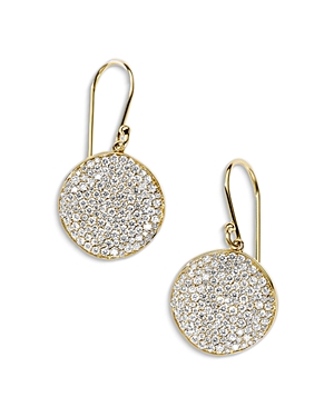 Shop Ippolita 18k Yellow Gold Stardust Diamond Pave Medium Disc Drop Earrings In White/gold