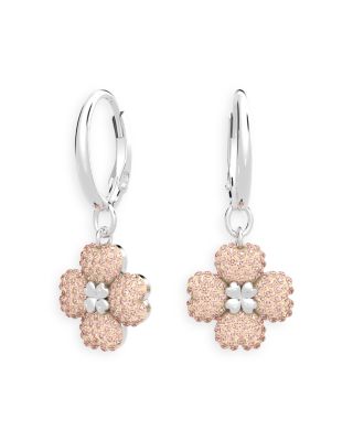 Swarovski Latisha Pink Flower Hoop Drop Earrings | Bloomingdale's