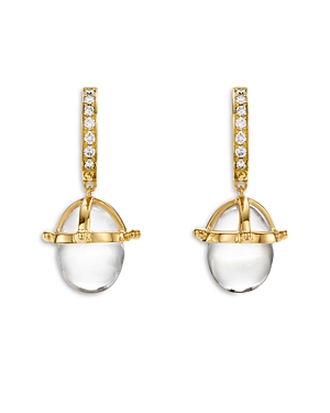 18K Yellow Gold Crystal & Diamond Granulated Drop Earrings