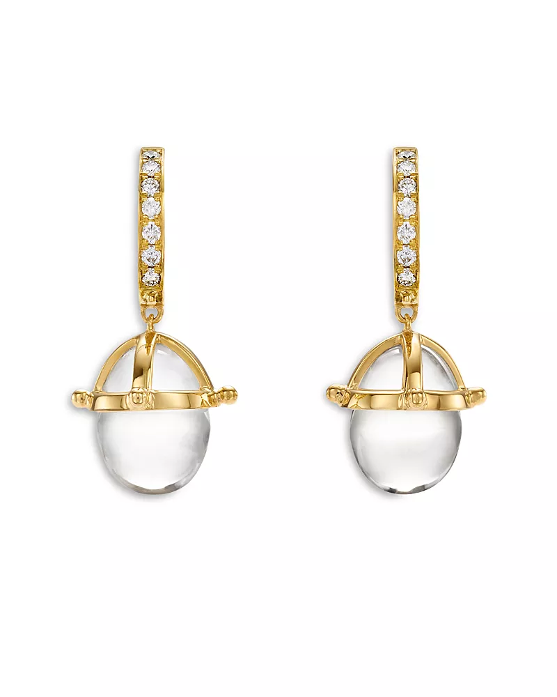 Temple St. Clair 18K Yellow Gold Crystal & Diamond Granulated Drop Earrings