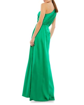 Draped One Shoulder Satin Gown
