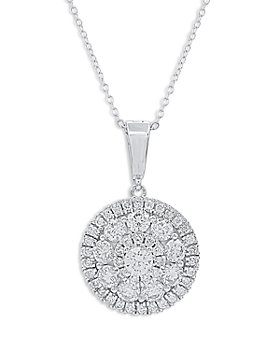 Bloomingdale's - Diamond Halo Cluster Pendant Necklace in 14K White Gold, 2.0 ct. t.w. - 100% Exclusive