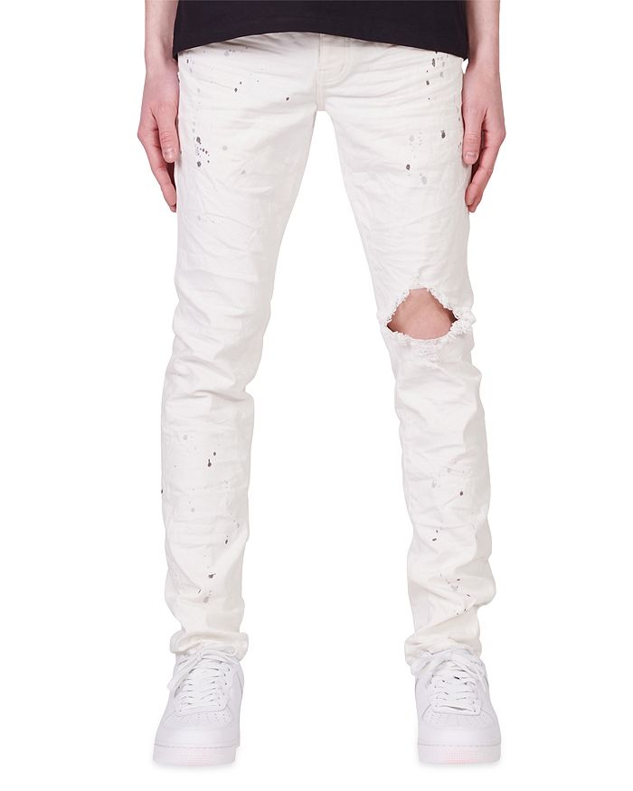 Purple Brand Optic Patch Repair Stretch Skinny Jeans in White for Men