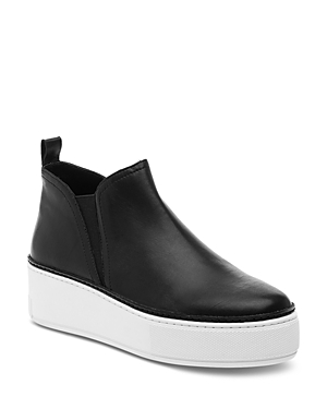 J/slides Women's Mika Platform Slip On Sneakers In Black/white Leather