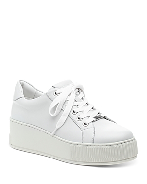 J/slides Women's Maya Lace Up Sneakers In White Leather