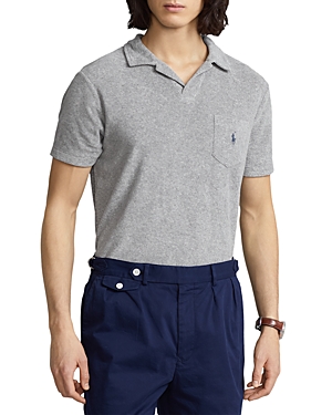 Polo Ralph Lauren Cotton Blend Terry Solid Custom Slim Fit Polo Shirt In Andover Heather