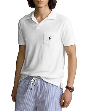 POLO RALPH LAUREN COTTON BLEND TERRY SOLID CUSTOM SLIM FIT POLO SHIRT