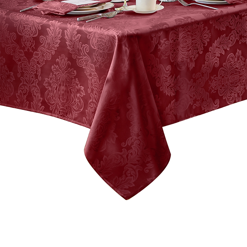 Villeroy & Boch Elrene Barcelona Jacquard Damask Oblong Tablecloth, 102 X 60 In Burgundy