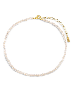 ADINAS JEWELS ADINAS JEWELS TINY PEARL CULTURED FRESHWATER PEARL ANKLE BRACELET IN 14K GOLD PLATED STERLING SILVER