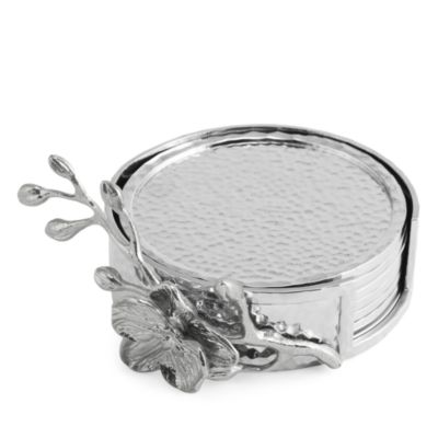 White Orchid Coasters, Set of 6