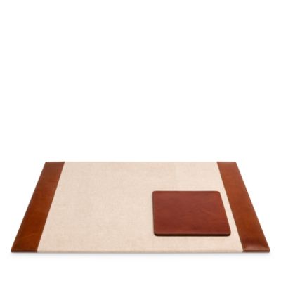 Pigeon & Poodle - Pigeon & Poodle Stirling Tobacco Full Grain Leather Desk Blotter & Square Mouse Pad Set