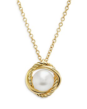 David Yurman - Infinity Pendant Necklace in 18K Yellow Gold with Pearl, 16"