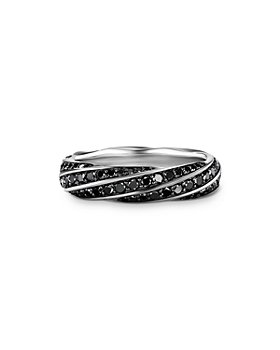 David Yurman - Men's Sterling Silver Cable Edge Black Diamond Pavé Ring
