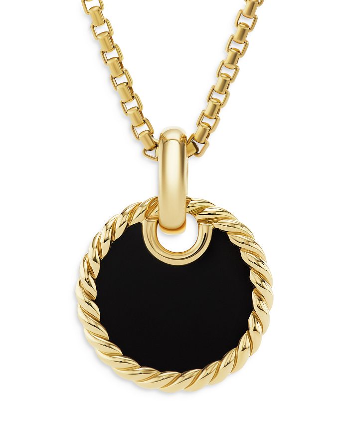 David Yurman - DY Elements&reg; Disc Pendant in 18K Yellow Gold with Black Onyx and Mother of Pearl