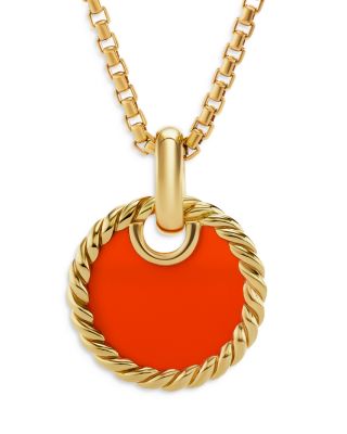 David Yurman - 18K Yellow Gold DY Elements&reg; Carnelian Disc Pendant