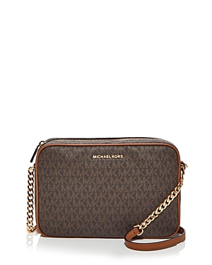 Michael Michael Kors 'large Jet Set' East/west Saffiano Crossbody Bag In Brown