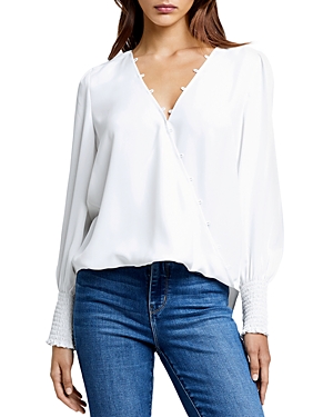 Shop L Agence Enzo Crossover Blouse In Ivory