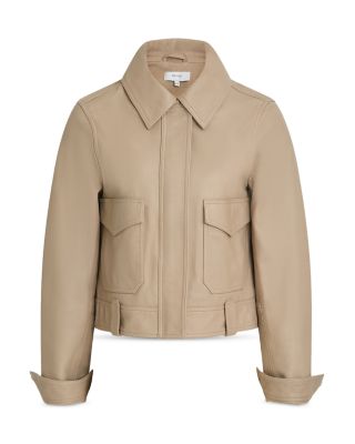 REISS Katia Leather Trucker Jacket | Bloomingdale's
