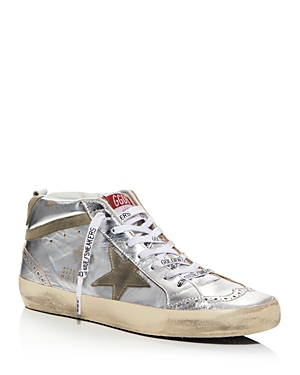 Shop Golden Goose Women's Mid Star Mid Top Sneakers In Silver Taupe