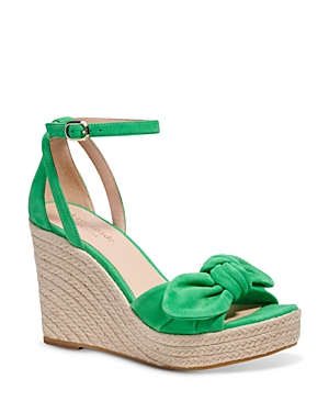 KATE SPADE KATE SPADE NEW YORK WOMEN'S TIANNA ALMOND TOE KNOTTED BOW ESPADRILLE WEDGE SANDALS