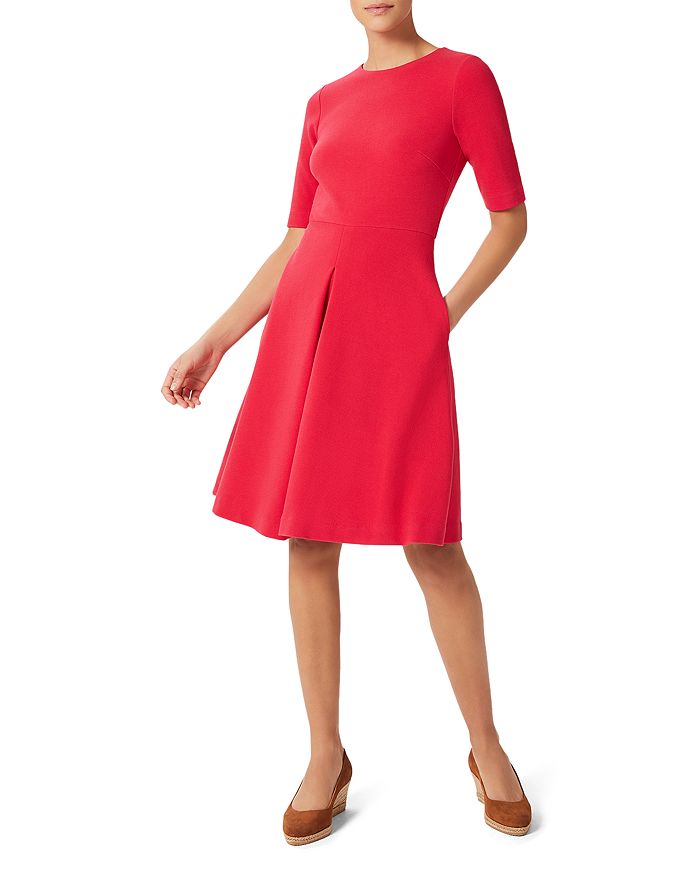 Elbow sleeve fit hotsell and flare dress